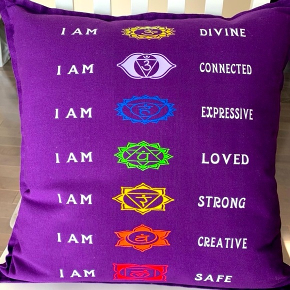 Off White Canvas 18x18 Chakras Pillowcase, Zipper Side, Custom Made, NEW - Picture 2 of 9